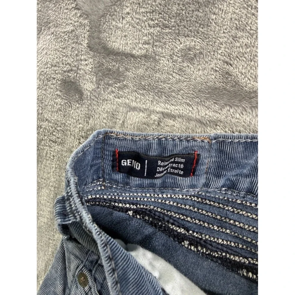 EU 31 True Religion Geno Relaxed Slim Moto Corduroy Pants Blue Acid Wash Men's